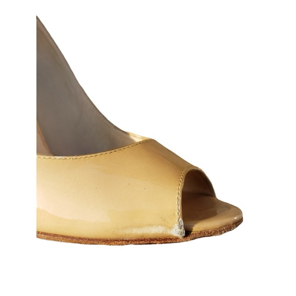 Jimmy Choo Nude Patent Leather Wedge with Open Toe sz 6 - Picture 5 of 7